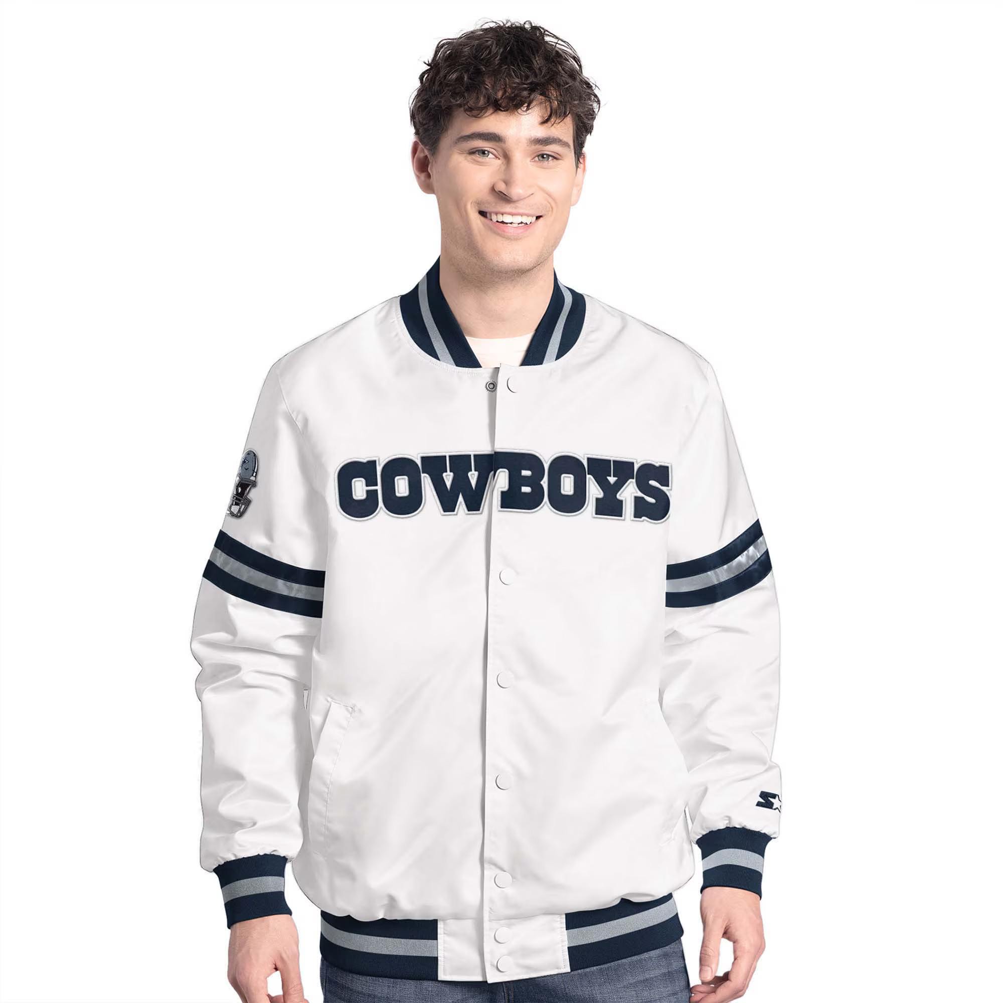 Men's Dallas Cowboys  G-III Sports by Carl Banks White Scout Full-Snap Varsity Jacket | NFL Shop