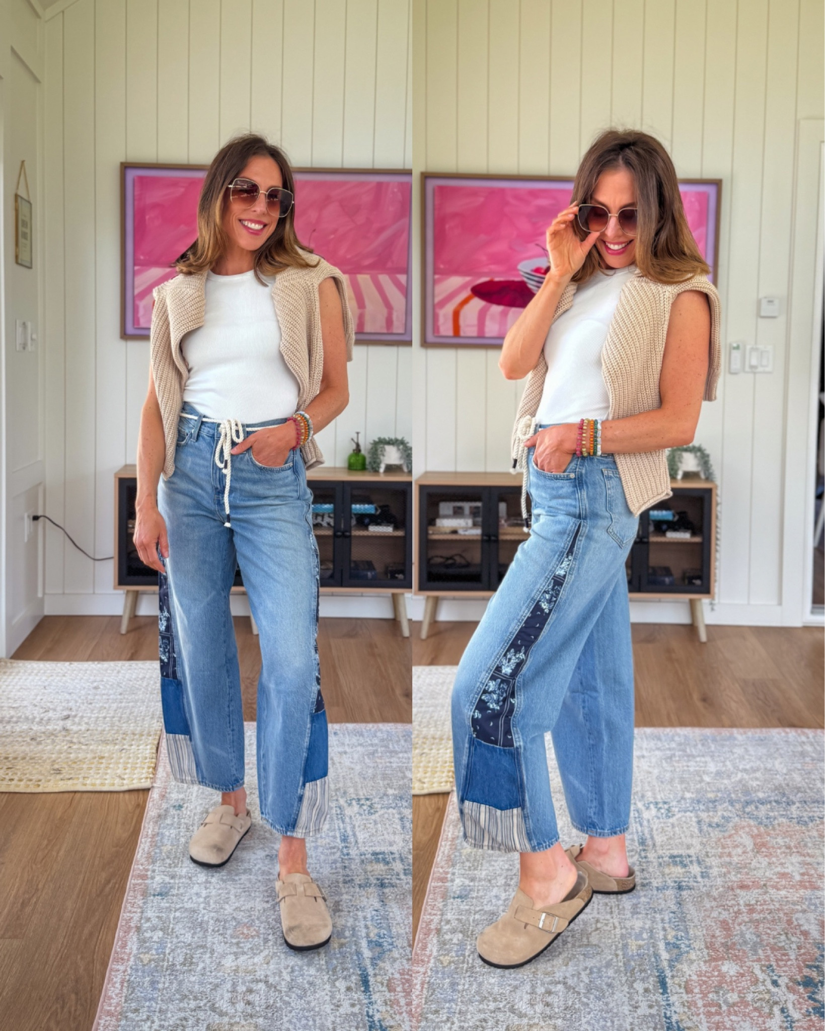 Jeans and top fit TTS. Xs in tank and size 0 in jeans. 