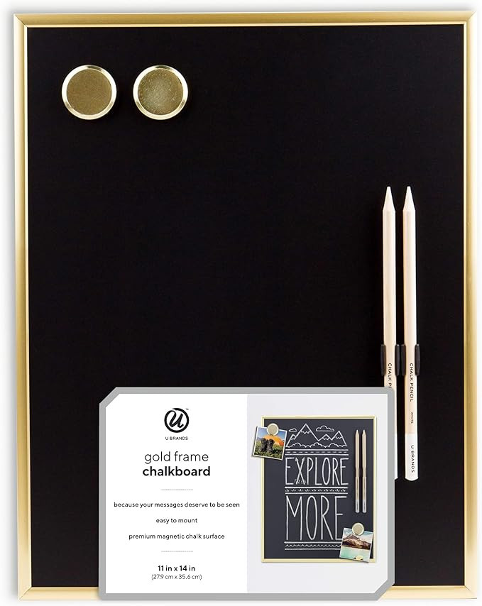 U Brands Magnetic Chalkboard, 11 x 14 Inches, Gold Metal Frame, Chalk Pencils and Magnets Include... | Amazon (US)