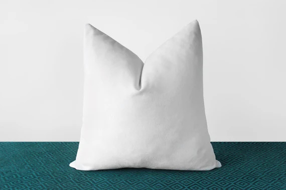 White Velvet Pillow Cover Solid White Throw Pillows White Lumbar Cushion Modern Minimalist White ... | Etsy (US)