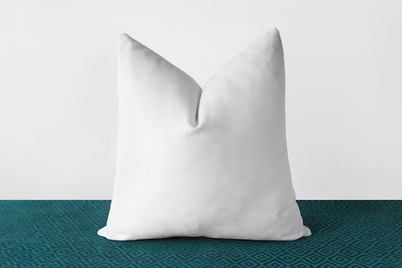 White Velvet Pillow Cover Solid White Throw Pillows White Lumbar Cushion Modern Minimalist White ... | Etsy (US)