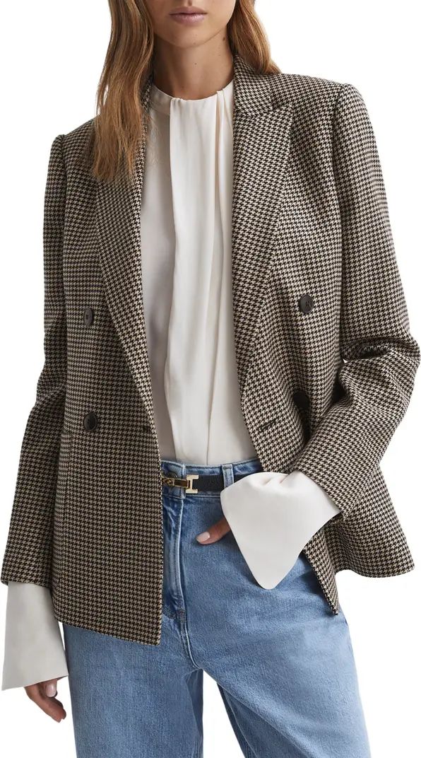 Ella Houndstooth Check Wool Blend Jacket | Nordstrom