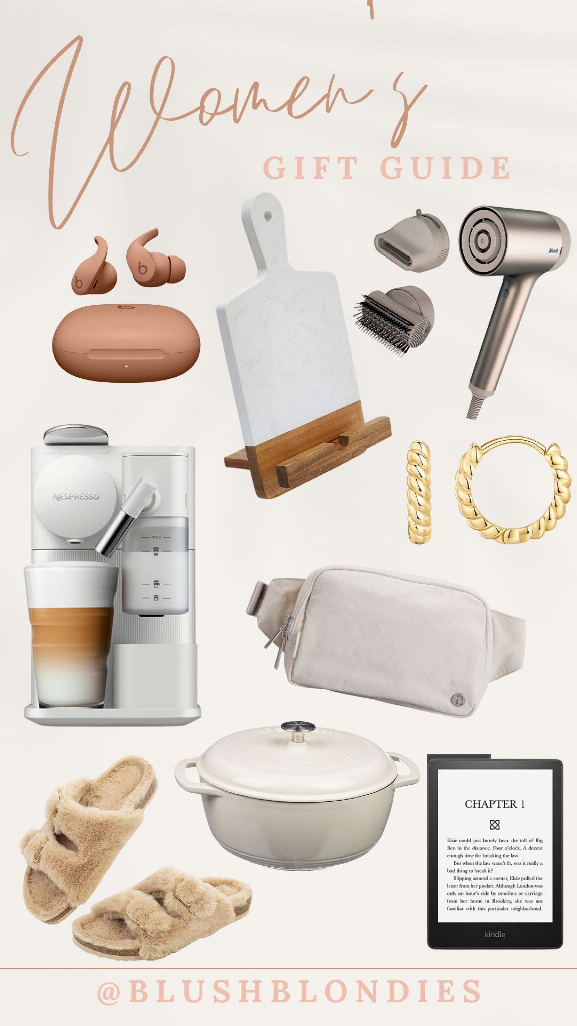 Women’s gift guide! Beats by Kim, shark hair blow dryer, gold hoop earrings, nespresso machine, Dutch oven, kindle, slippers, lululemon belt bag, cutting board

#LTKGiftGuide #LTKhome #LTKHoliday