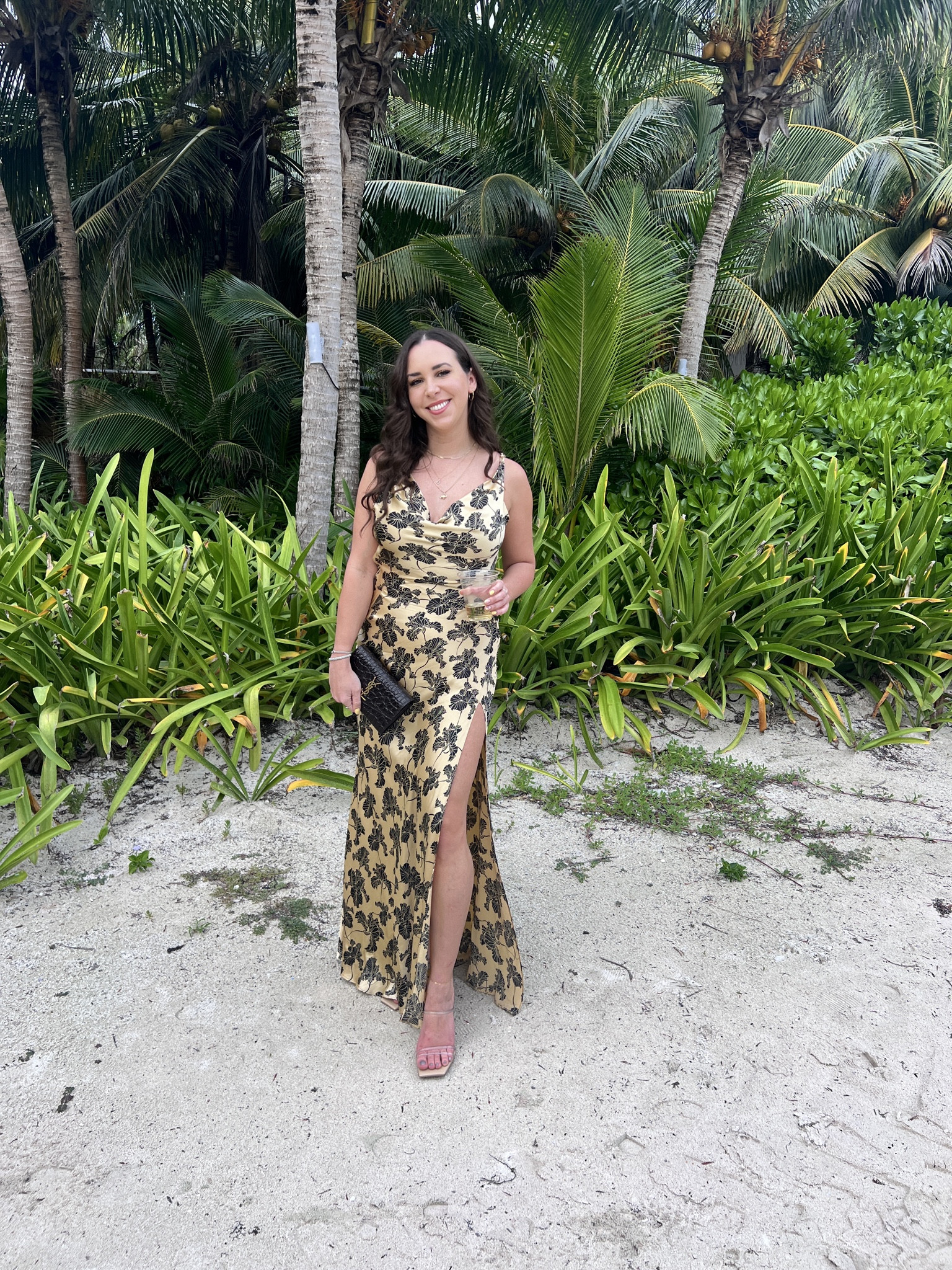 tropical wedding guest dress. mexico wedding guest. wedding guest gown. sexy wedding guest dress. rent the runway. de la vali. floral length maxi dress. silk wedding dress. 

 #LTKootd #LTKTravel #LTKWedding