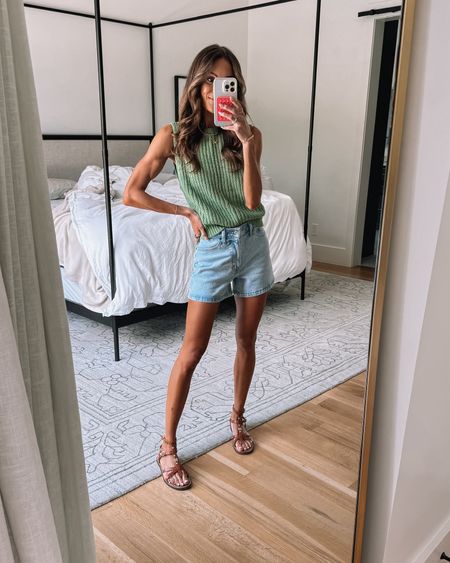 this green knit top + my ride or die denim shorts from @abercrombie! 💚 all shorts 25% off rn + use my code AFLAUREN for an extra 15% off your order! 🙌🏻 #abercrombiepartner #ad

#LTKsalealert #LTKfindsunder50 #LTKstyletip