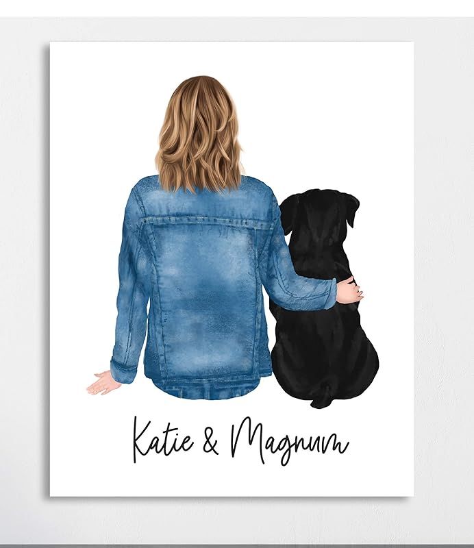 Personalized Gift For Best Friend, Girl and Dog Print, UNFRAMED, 8 X 10 or 11 X 14 Art Print, Dog... | Amazon (US)