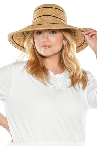 Wide Brim Sun Hat - UPF 50 Sun Protection - Classic Straw Hat Style Weave - Aubrey in Natural Tan (One Size) | Amazon (US)