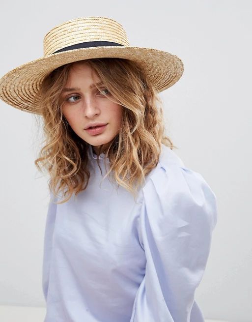 ASOS Natural Straw Easy Boater Hat with Size Adjuster | ASOS US