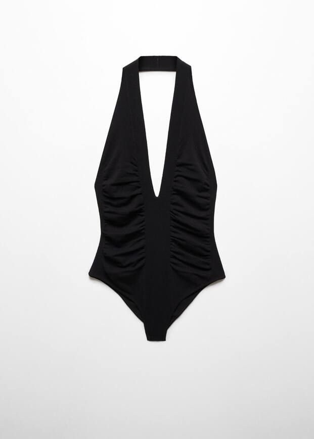 Draped halter bodysuit -  Women | Mango USA | MANGO (US)