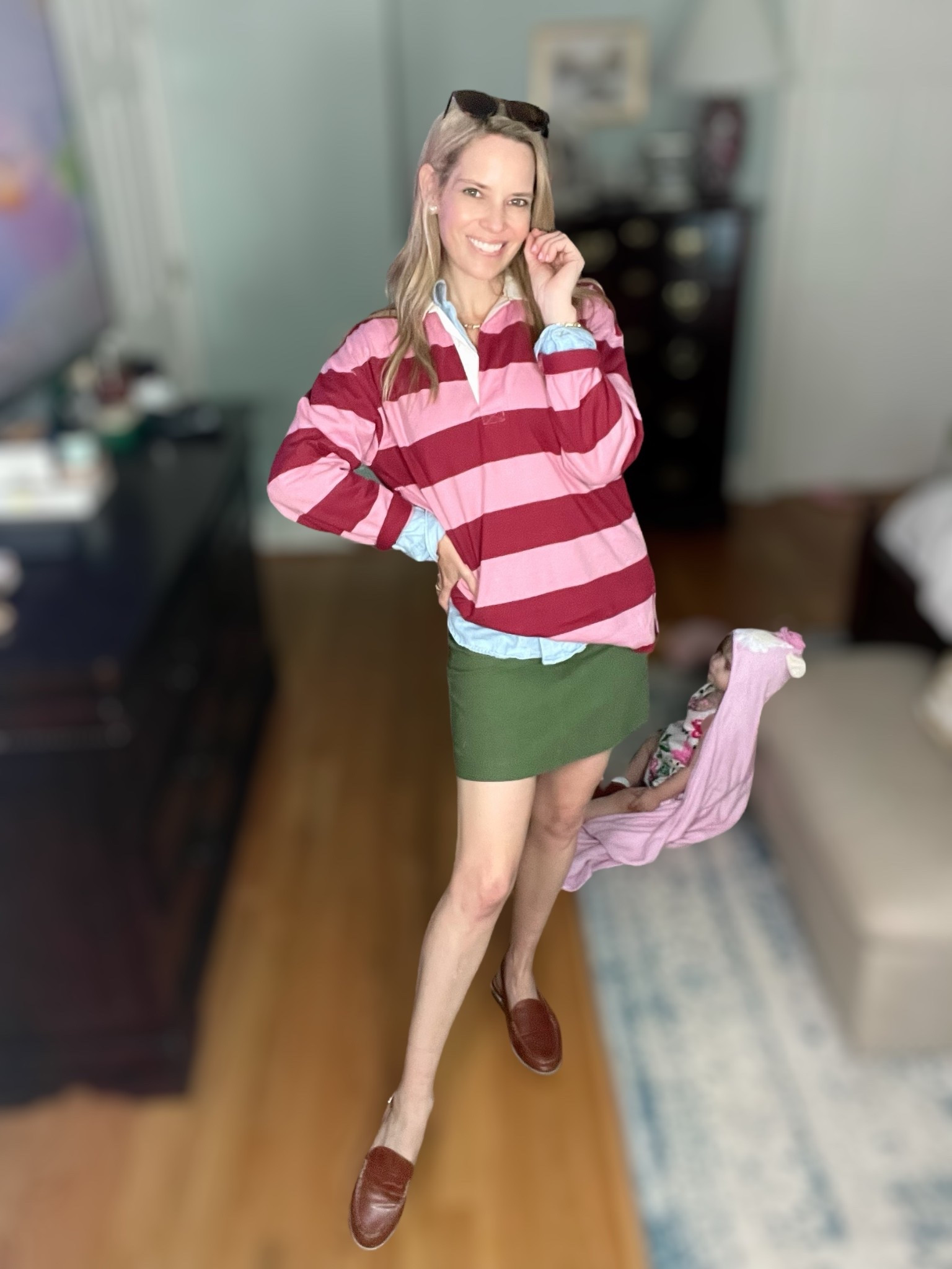 📣 Preppy layering perfection! 💚💖 Wearing XS in both tops — this bold rugby polo is from Old Navy and pairs so well with my classic chambray button-down and olive mini skirt, both from J.Crew Factory (skirt is size 0). Finished the look with timeless brown loafers 👞✨

Jewelry is from Melinda Maria — use code PREPPYREBEL for 10% off! 💎💫

#oldnavystyle #jcrewfactoryfinds #preppystyle #layeredlook #falltransition #rugbyshirt #chambrayshirt #miniskirtoutfit #ltkstyle #ltkfall #LTKunder50 #LTKSeasonalStyle #preppychic #classicfashion #casualootd 💕🍂🕶️

#LTKFindsUnder100 #LTKOver40 #LTKFindsUnder50

#LTKFindsUnder50 #LTKFindsUnder100 #LTKOver40
