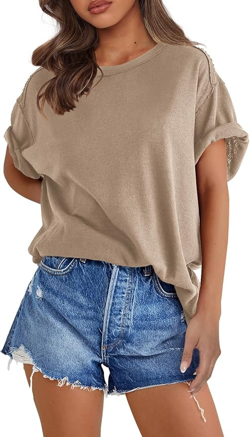 SENSERISE Womens Oversized T Shirts Crewneck Short Sleeve Summer Athletic BF Tees Shirt Loose Fit... | Amazon (US)