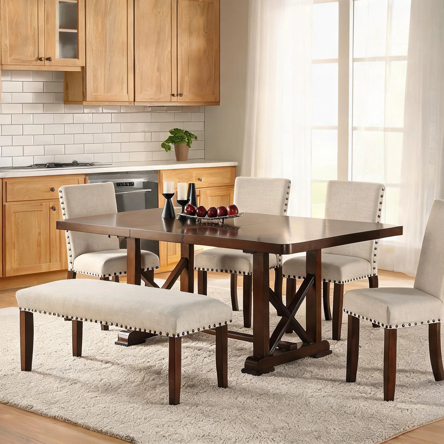 Naturefalls MDF and Rubber Wood Dining Table for Dining Room 60 x 42 x 30 in with Practical Everyday Use | NFWYPHQ65481 | Lowe's