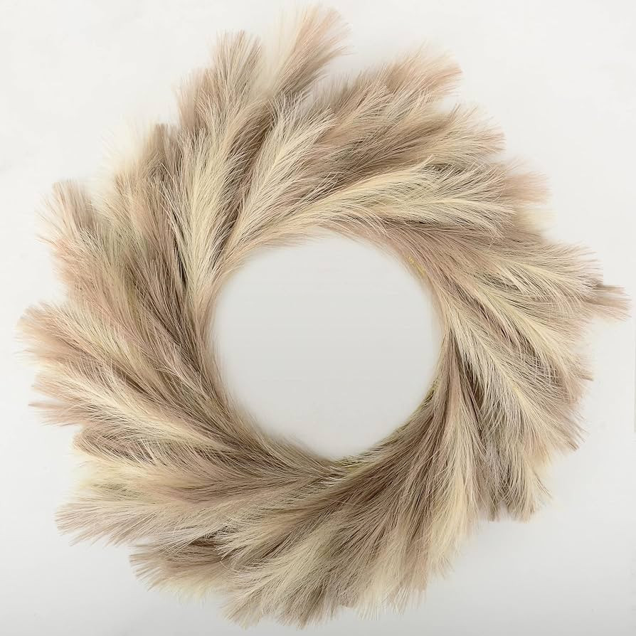 Perfnique Pampas Grass Wreath, 25'' Faux Pampas Wreath for Front Door, Artificial Pampas Wreath f... | Amazon (US)