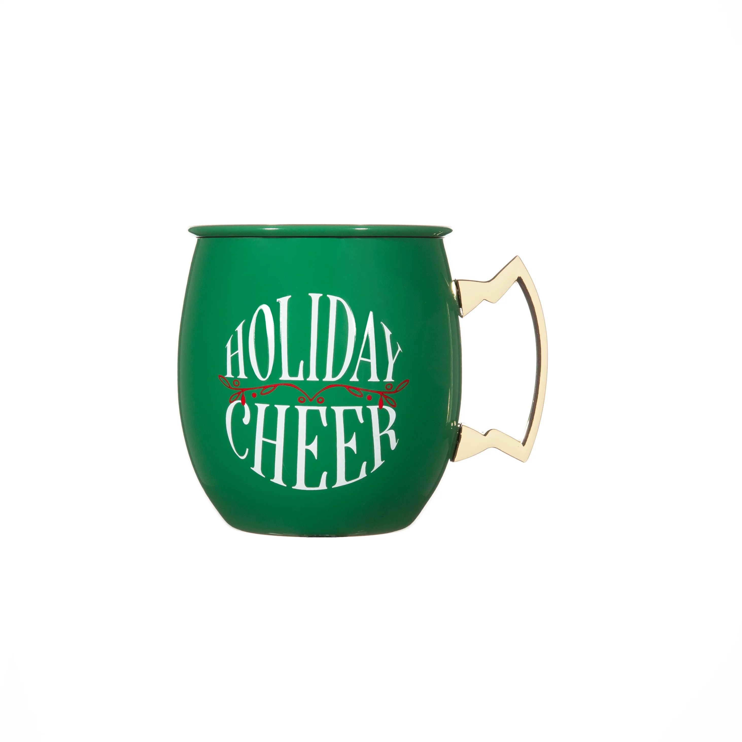 Holiday Time Stainless Steel Green "Holiday Cheer" 20 Fluid Ounce Capacity Moscow Mule Mug | Walmart (US)