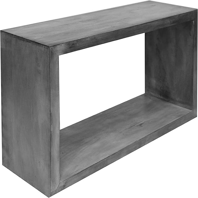 The Urban Port 52-Inch Cube Shape Wooden Console Table with Open Bottom Shelf, Charcoal Gray | Amazon (US)