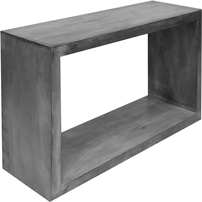 The Urban Port 52-Inch Cube Shape Wooden Console Table with Open Bottom Shelf, Charcoal Gray | Amazon (US)