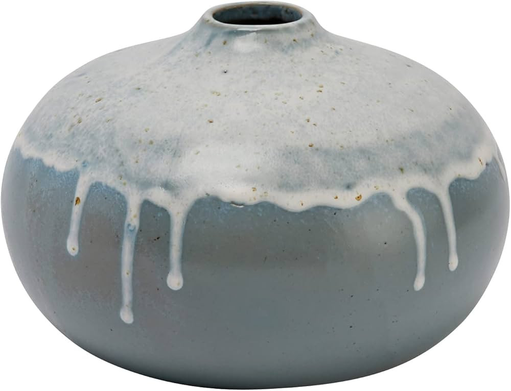 Creative Co-Op Farmhouse Stoneware 2-Tone, Multicolor Reactive Glaze Vase, Blue | Amazon (US)