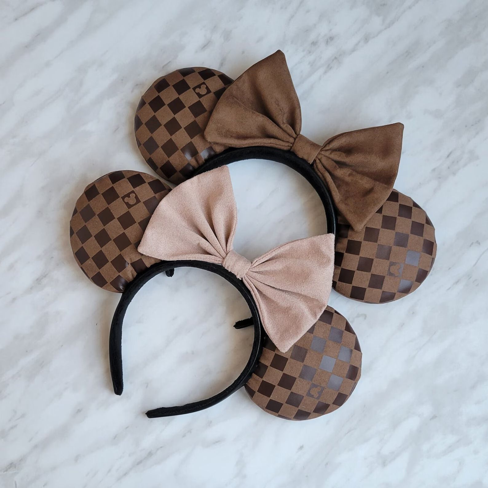 Checkered Mouse Ear | Damier Brown |Caramel Brown Mouse Ear | Designer Ears | Etsy (US)