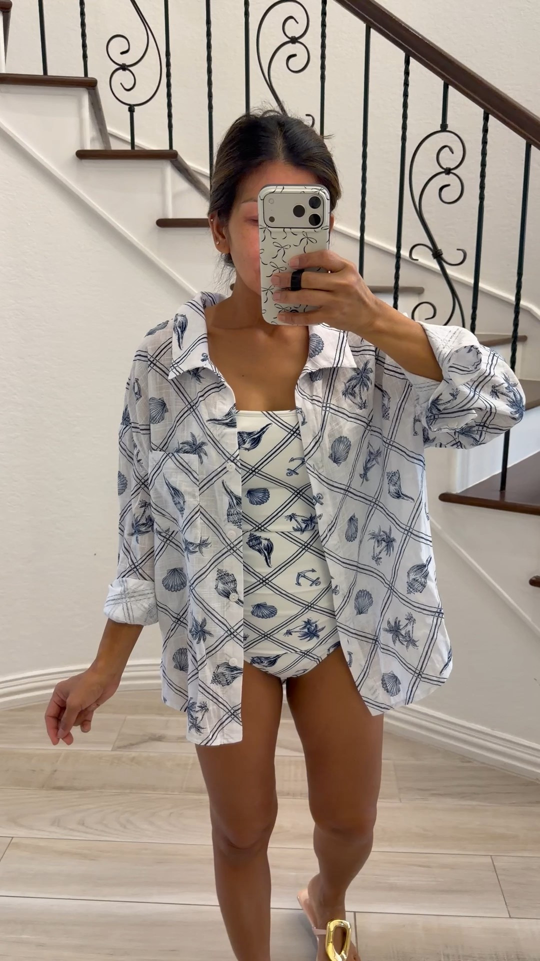 I’m 5’2” 118#ish for reference 
Swimsuit oneoueve in small. Size up especially if between sizes-a little tight. 
Swim coverup in medium. I suggest sizing up for a relaxed fit 
Shoes tts 
Target style 

#LTKSeasonal #LTKOver40 #LTKPetite