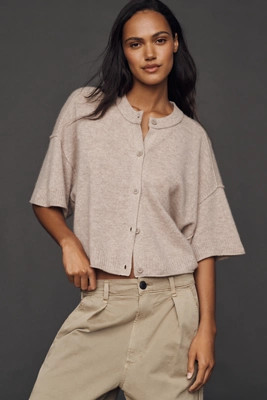 The Goldie Crew-Neck Cashmere Cardigan Sweater | Anthropologie (US)