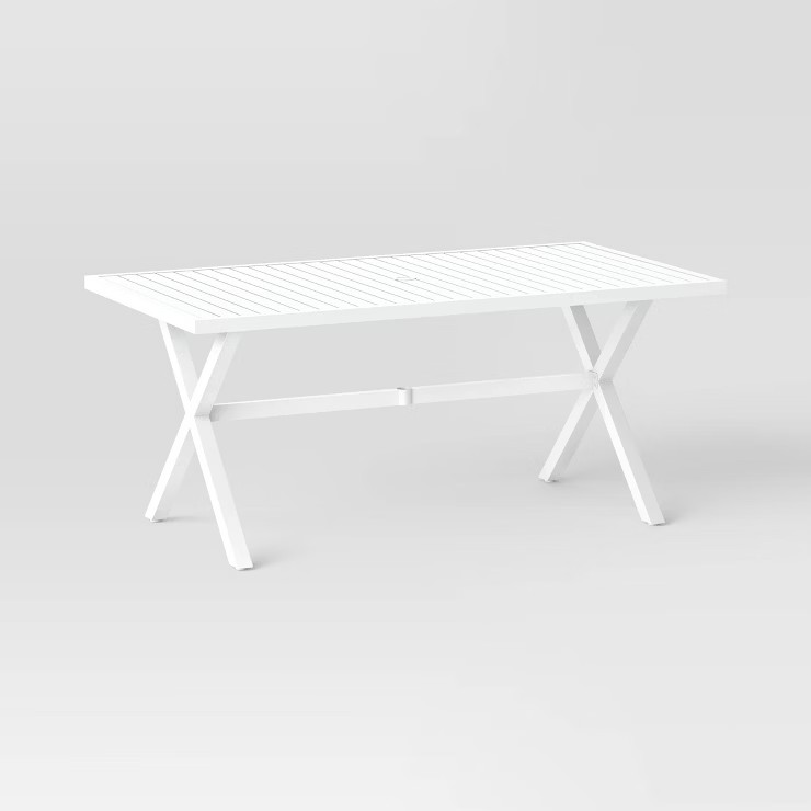 Seabury Steel 6 Person Rectangle Patio Dining Table, Outdoor Furniture - White - Threshold™ | Target