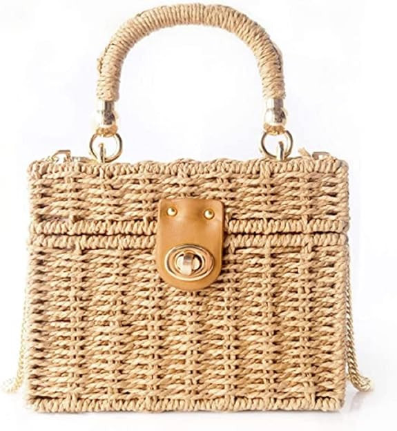 Women Handwoven Rattan vintage purse Beach Sea Bag Casual Handbag tote Basket Straw vacation Bag | Amazon (US)