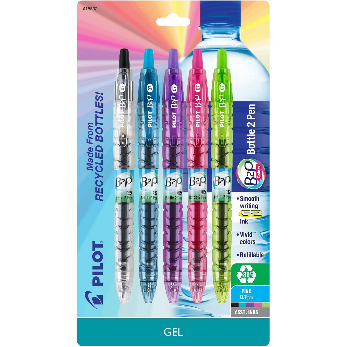 Pilot 5pk B2P Bottle-2-Pen Gel Pens Fine Point 0.7mm Assorted Inks | Target