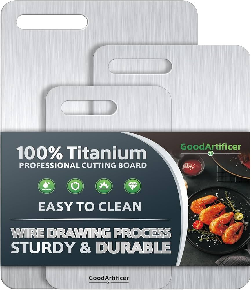 Titanium Cutting Boards Set of 3, 100% Pure Titanium Kitchen Cutting Board, Double-Sided Non-Toxi... | Amazon (US)