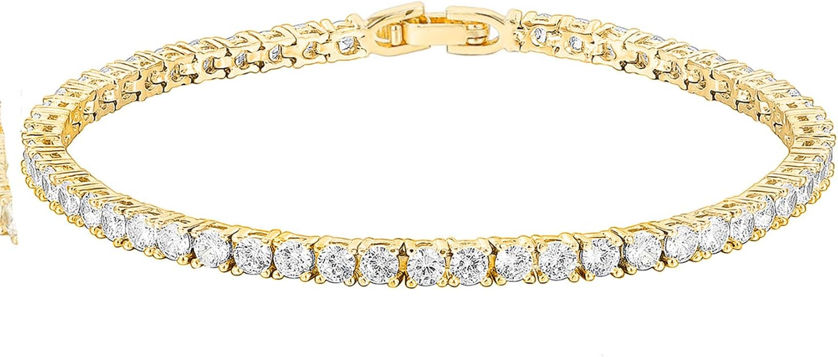 PAVOI 14K Gold Plated Cubic Zirconia Classic Tennis Bracelet | Gold Bracelets for Women | Size 6.... | Amazon (US)