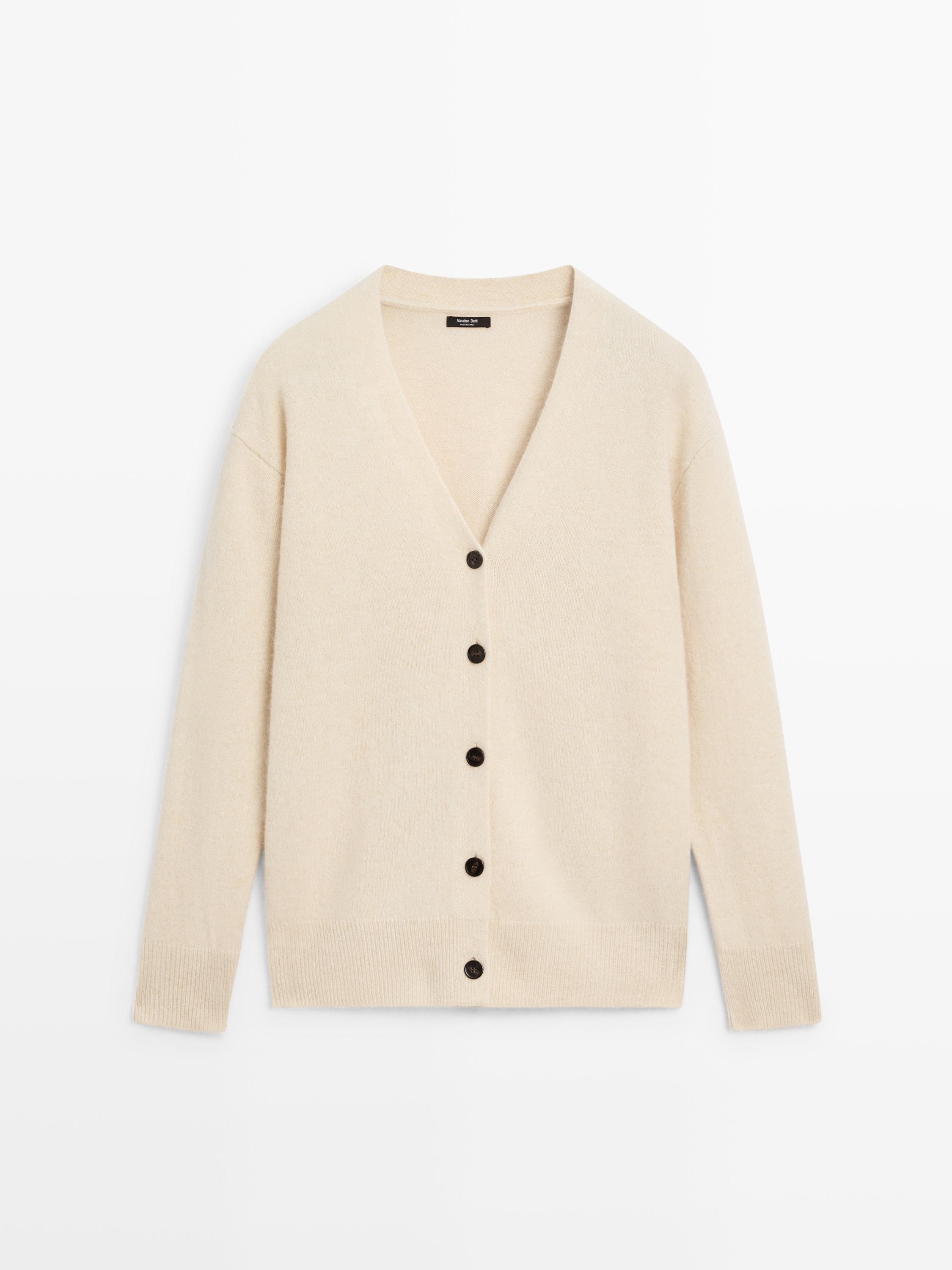 Knit alpaca and wool V-neck cardigan | Massimo Dutti UK