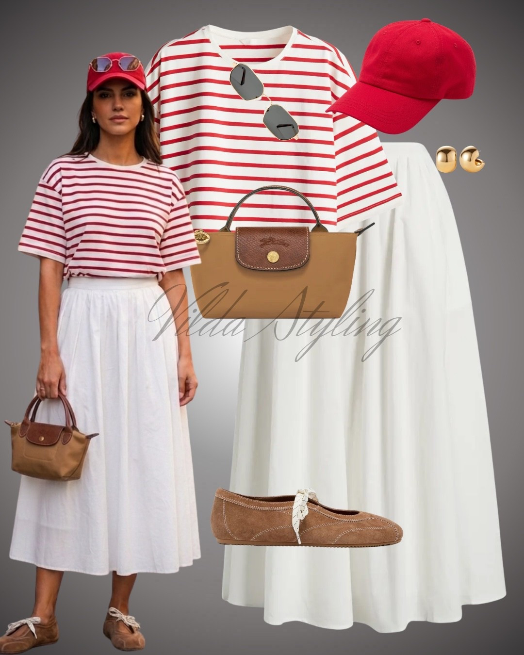 Casual chic with a Parisian touch ❤️🤍 Effortless stripes, flowy white skirt & pops of red for the perfect everyday look. #LTKStyle #CasualChic #SummerOutfit

#LTKsummer #LTKspring #LTKeurope
