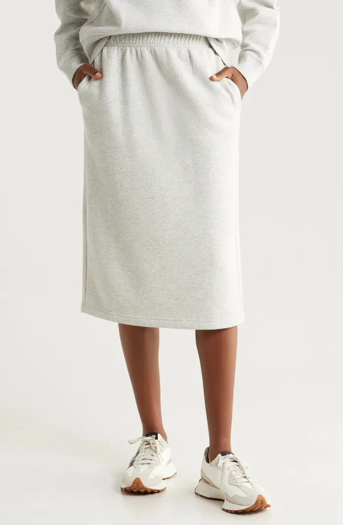 Zella Cloud Fleece Midi Skirt | Nordstrom | Nordstrom