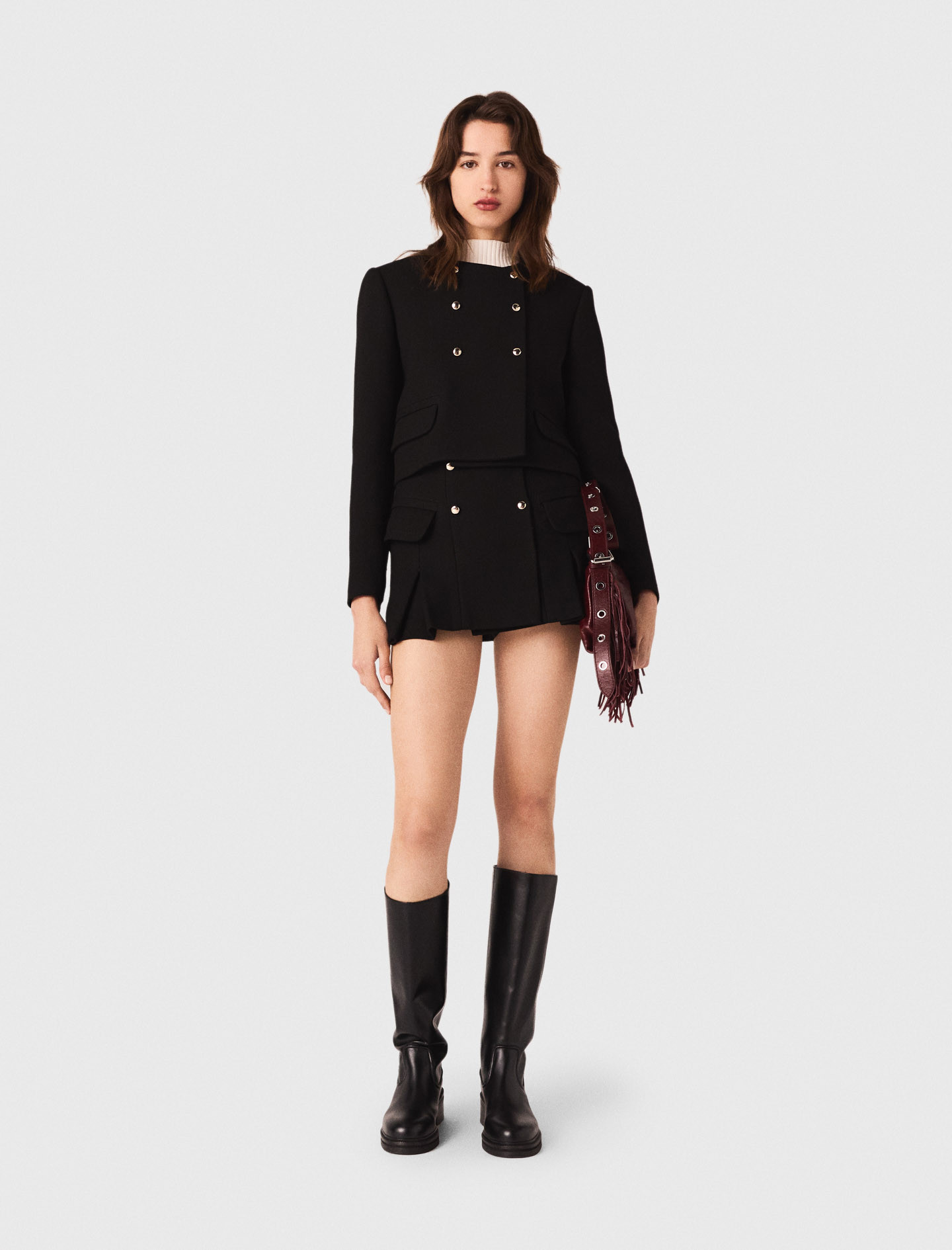 Short jacket with gold buttons Black / Gray for Women | Maje | Maje EU