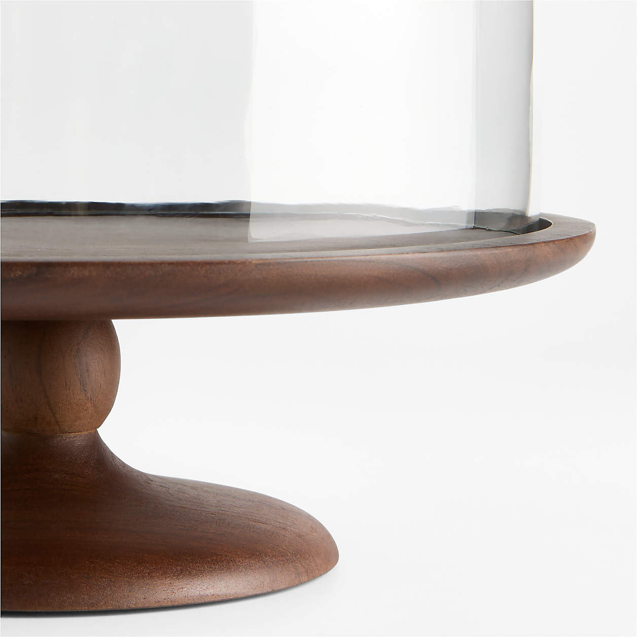 Madeira Walnut-Finished Acacia Wood Cake Stand with Glass Lid + Reviews | Crate & Barrel | Crate & Barrel