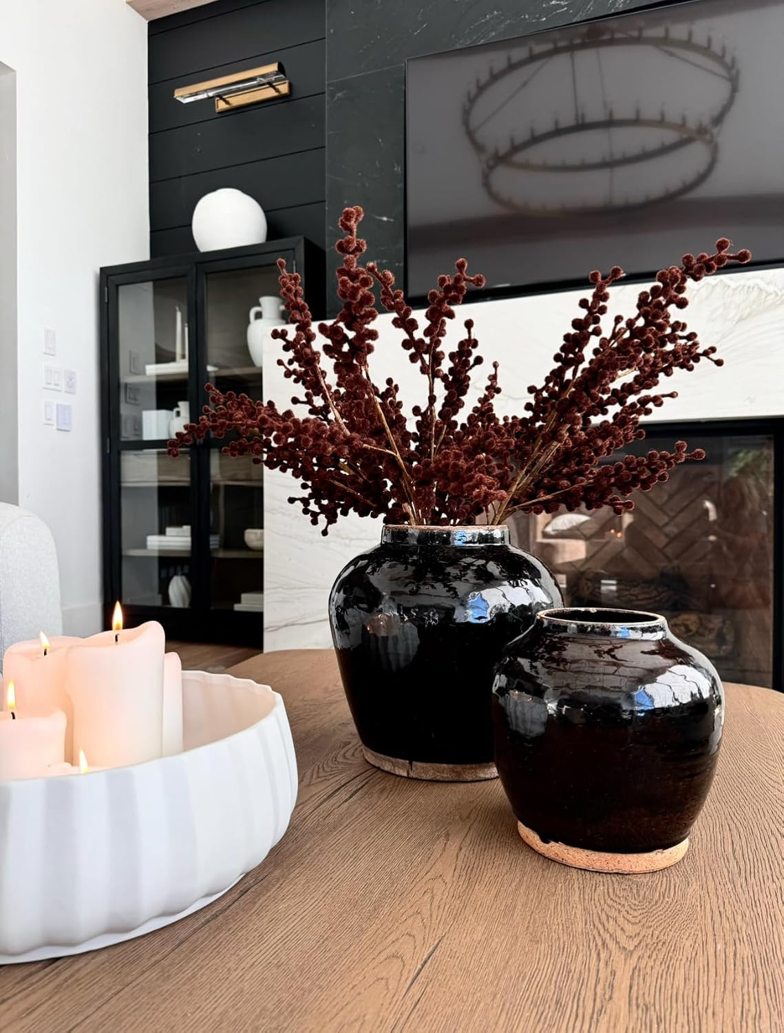 The Refined Dwelling 28" Brown Flocked Berry Stem | Amazon (US)