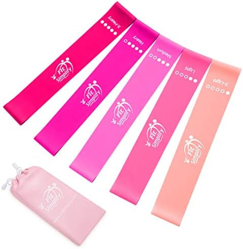Fit Simplify Resistance Loop Exercise Bands with Instruction Guide and Carry Bag, Set of 5 | Amazon (US)