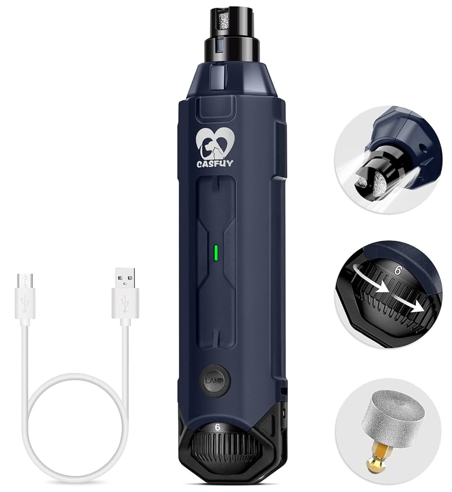 Casfuy 6-Speed Dog Nail Grinder - Newest Enhanced Pet Nail Grinder Super Quiet Rechargeable Elect... | Amazon (US)