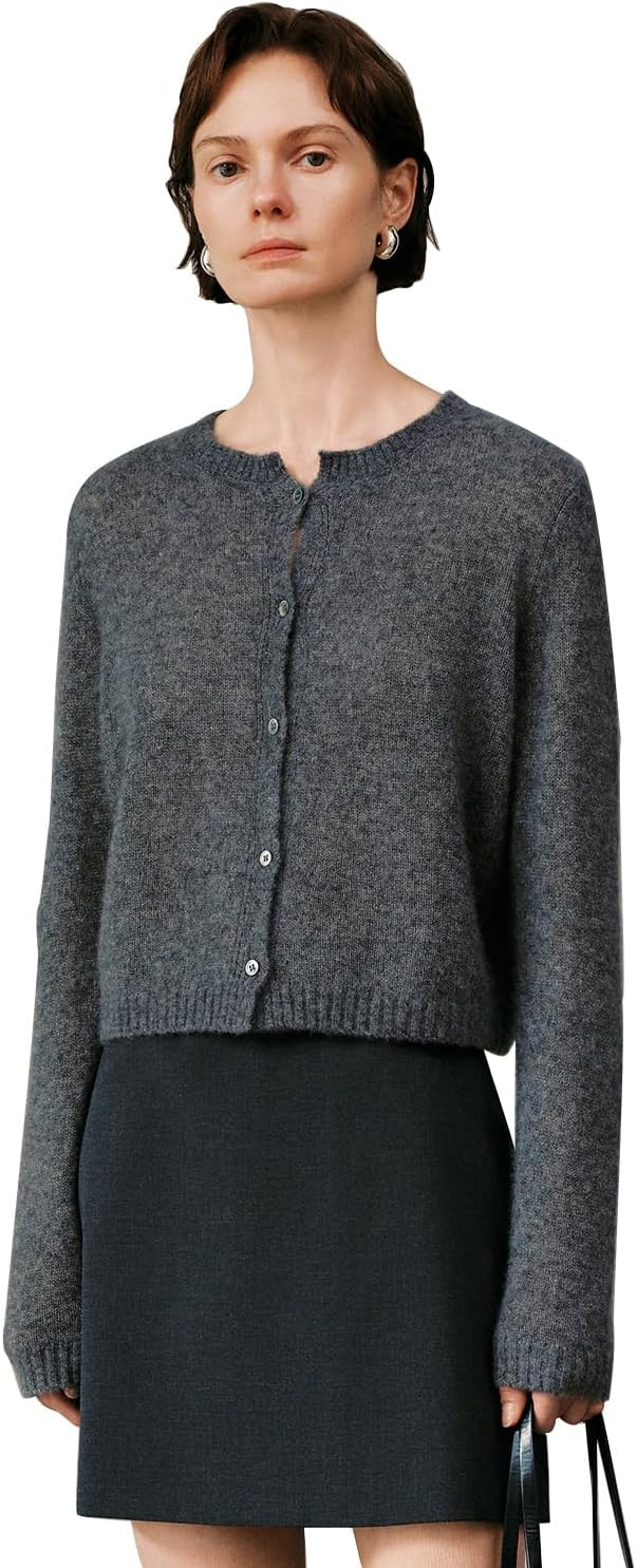 Women’s Silk Cashmere Blend Cardigan, Lightweight Soft Knit Round Neck Sweater, Button Front Elegant Layer for Spring & Fall | Amazon (US)