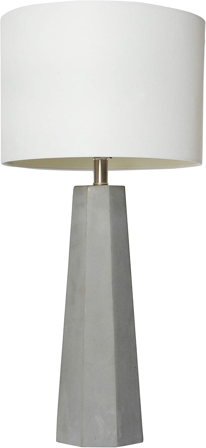 Elegant Designs LT3324-WHT Concrete Fabric Shade Table Lamp, White | Amazon (US)