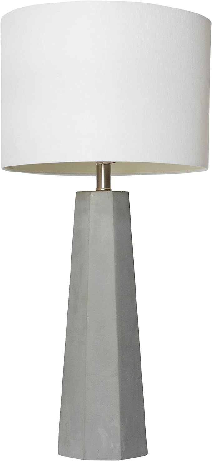 Elegant Designs LT3324-WHT Concrete Fabric Shade Table Lamp, White | Amazon (US)