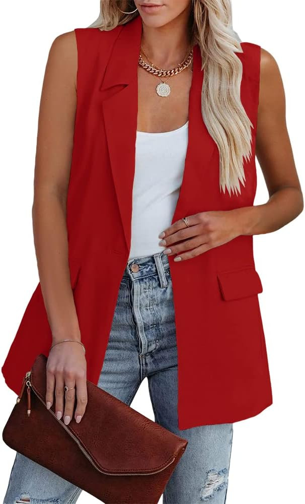 Cicy Bell Women's Sleeveless Blazer Vest Casual Open Front Single Button Summer Jacket with Pocke... | Amazon (US)