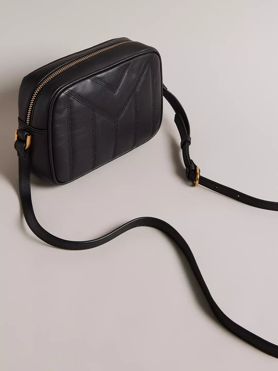 Ted Baker Ayalily Quilted Crossbody Leather Bag, Black Black | John Lewis (UK)