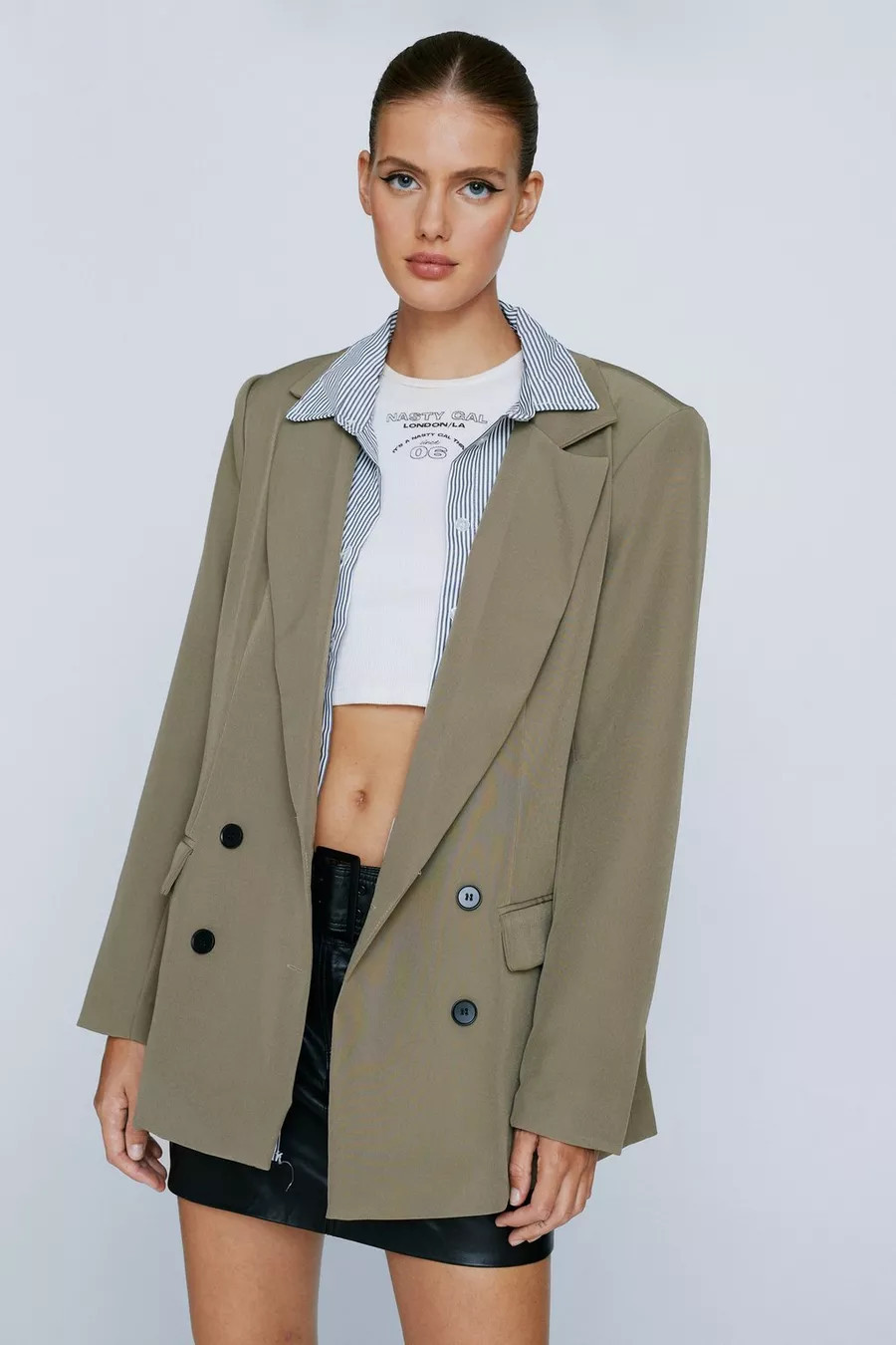 Oversized Double Breasted Padded Shoulder Blazer | Nasty Gal UK (+IE)