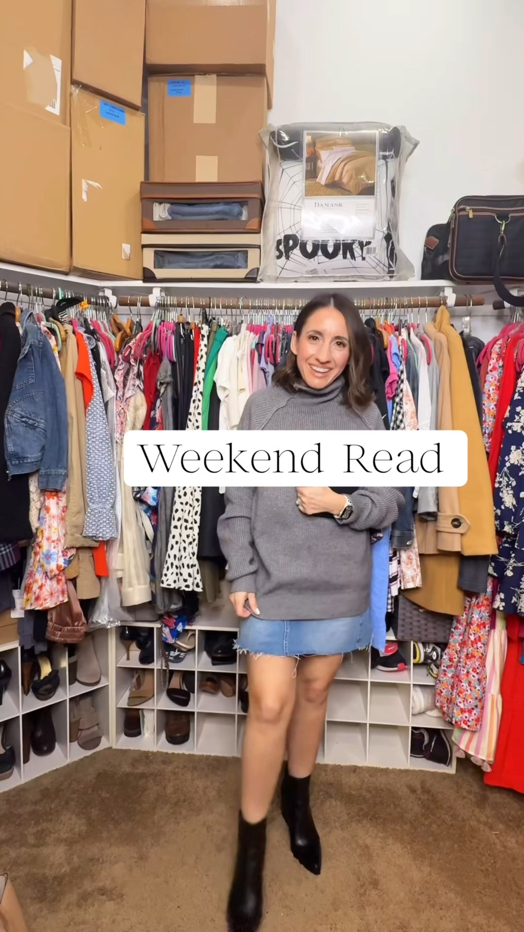 Weekend Read ♥️🎀 Romance Edition. 
This week’s read is coming to you a day early because it’s Christmas 🎅🏼 and most of us are hanging out at home. My social battery is drained but I’m ready to dig in to a good book. 
This one is I Dreamt That You Loved Me by Emery Rose. This is a star crossed lovers ♥️ and rockstar romance. It’s light on the rockstar and heavy on the star crossed lovers right person wrong time. 
Grey over sized sweater is a favorite. Runs big. Size down. 
Skirt is a favorite. 
Marc Fisher booties are some of my favorites. 
Petite style 
Petite outfit 
Book rec 
Books to add to your kindle 


#LTKPetite #LTKOver40 #LTKstorytime