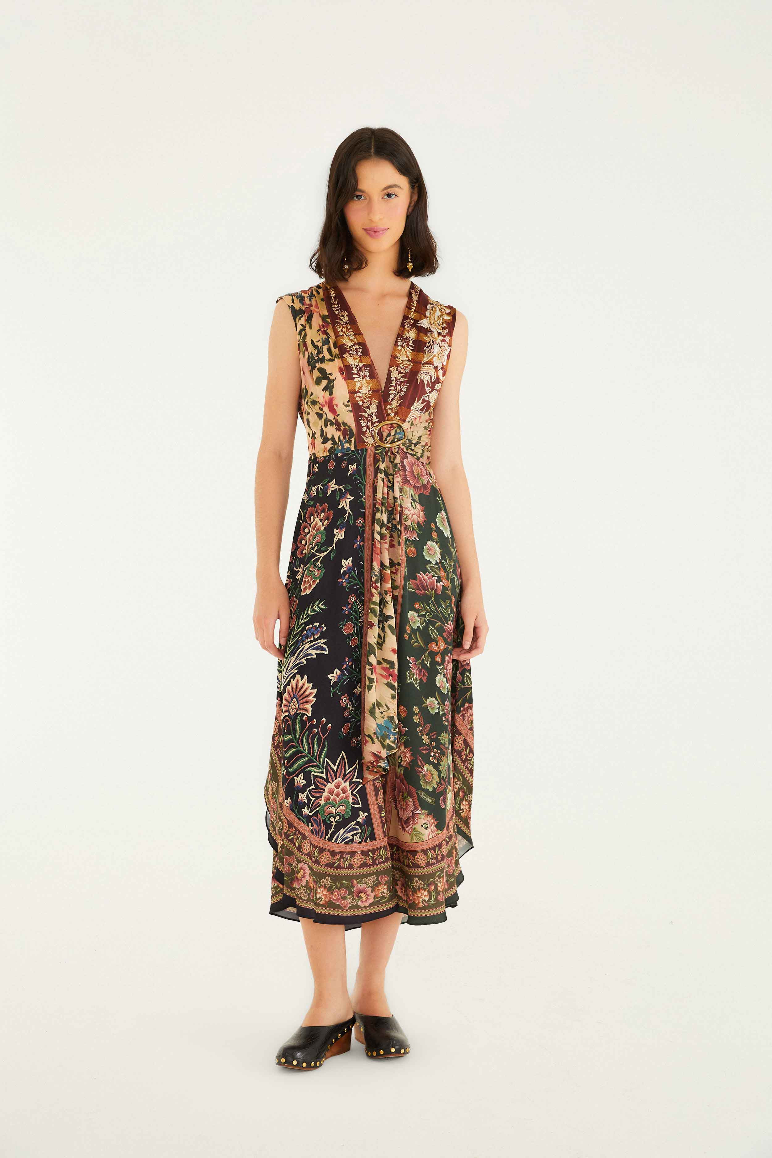 Mixed Winter Garden Lenzing™ Ecovero™ Viscose Sleeveless Maxi Dress | FARM Rio | FarmRio (US)