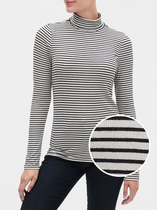 Stripe Ribbed Turtleneck Top | Gap Factory