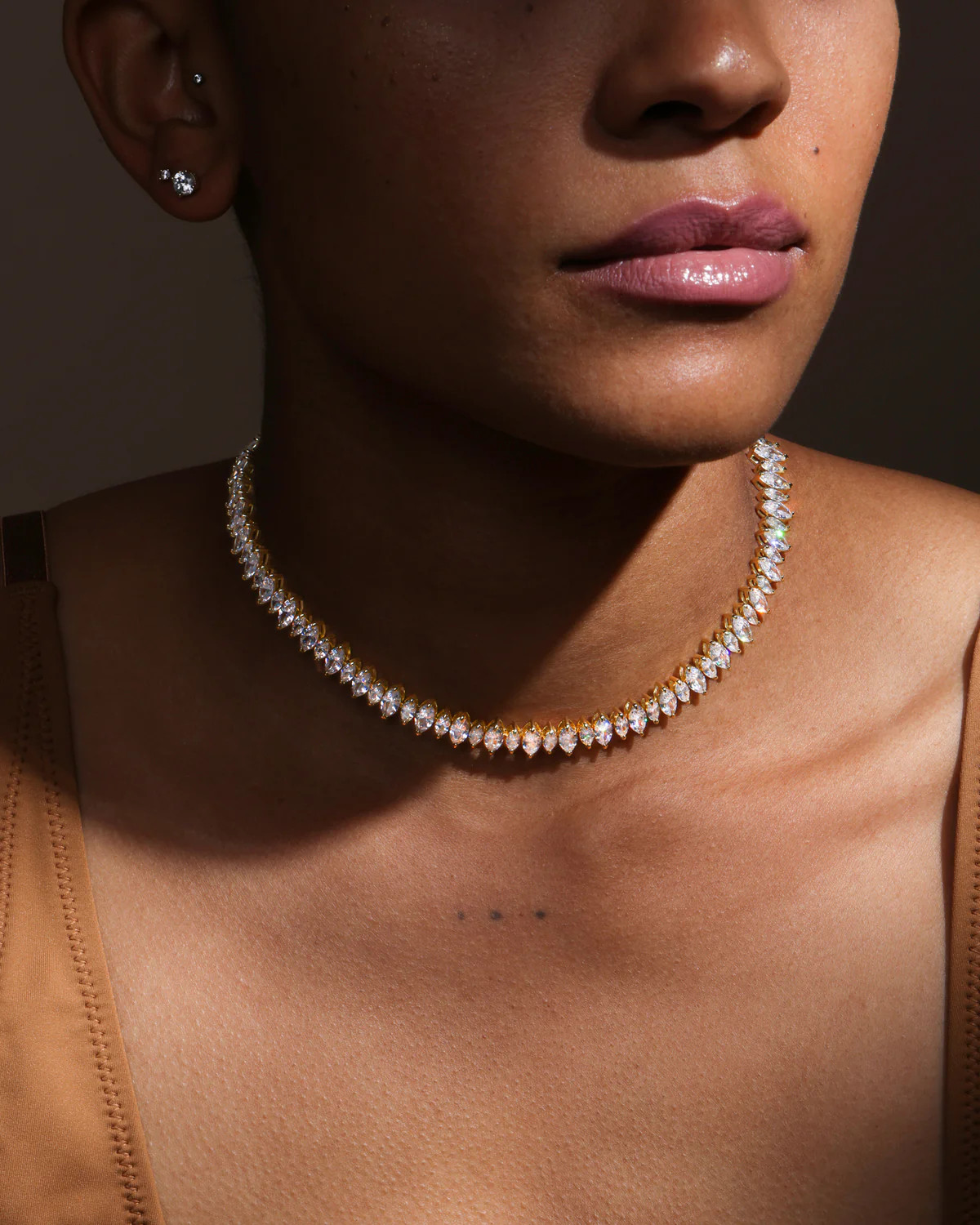 "She's So Fine" Choker - Gold|White Diamondettes | Melinda Maria Jewelry