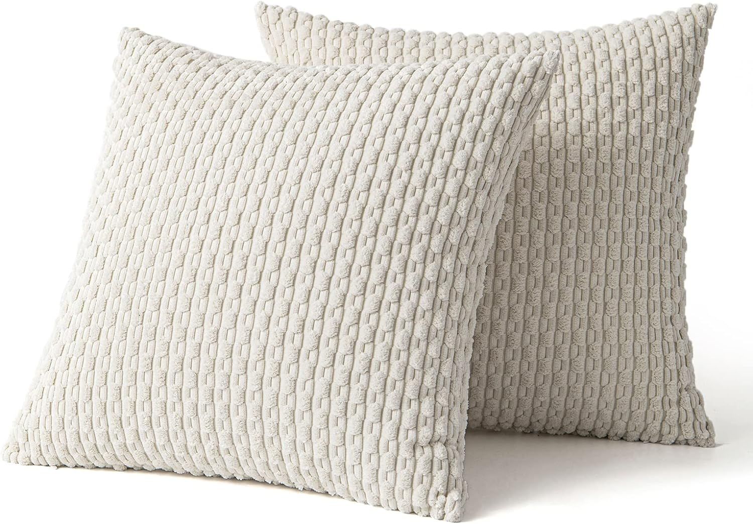 MIULEE Throw Pillow Covers Soft Corduroy Decorative Set of 2 Boho Striped Pillow Covers Pillowcas... | Amazon (US)