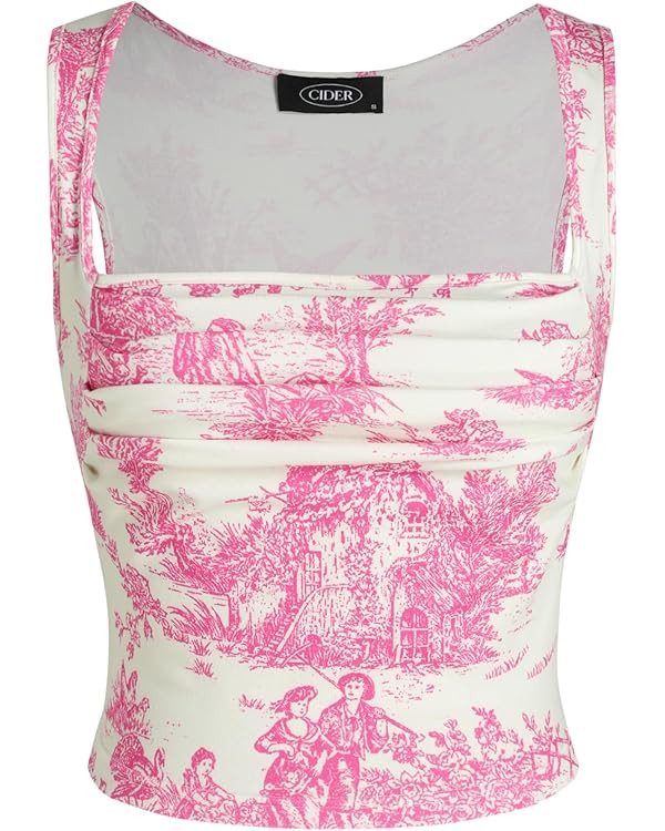 CIDER Toile de Jouy Square Neck Tank Top | Amazon (US)