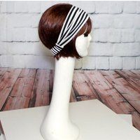 striped Wide Headband, Black&white Jersey Knit Turban Black Headband | Etsy (US)